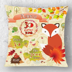 Подушка с метрикой для девочки - Осенний лес