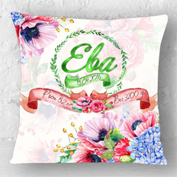 Подушка с метрикой для девочки - Маки